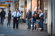 Mike Wheelton street photographer. Colour and black and white. Queen Street, Auckland city, New Zealand.